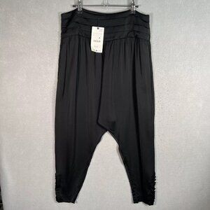 Zara Tuxedo Pants Black Side Zipper Pockets Button Detail XS New